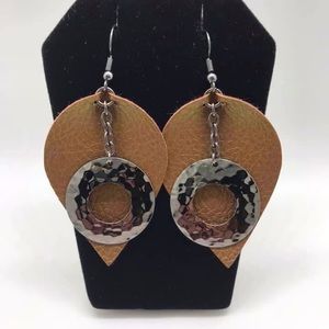 Handmade Vegan Faux Leather Bronze & Gunmetal Earrings